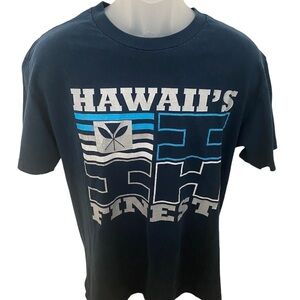 HAWAII’S FINEST Blue & White Logo Graphic Tee Shirt Men L Large
